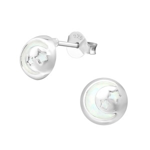 Cercei din argint Luna si stele cu Opal DiAmanti DIA33755-FireSnow (Argint 925‰ 0,9 g.)